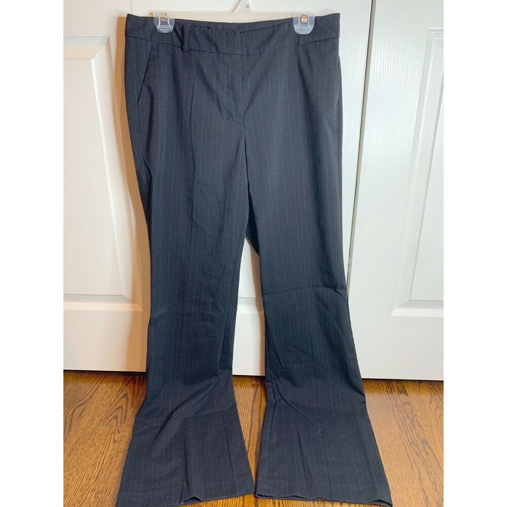 NEW YORK & COMPANY Women's Stretch Pants Black w/ Vertical Stripes Size 8